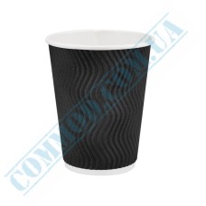 Black rippled paper cups 400ml 25 pieces