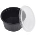 Black plastic soup bowl with lid 350ml (110) 50 pieces