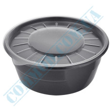 Black plastic soup bowl with lid 510ml 25 pieces
