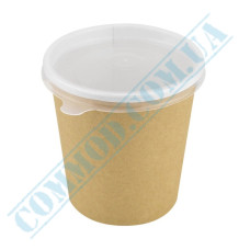 Супник крафт-белый 375мл с крышкой 50 штук