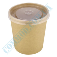 Kraft soup bowl 750ml with lid 50 pieces