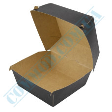 Коробка для бургера 145x145x100мм черная-крафт 50 штук