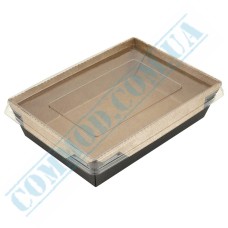Food kraft-black container 500ml with lid 50 pieces
