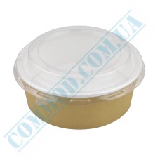 Kraft-white salad bowl 750ml with lid 50 pieces