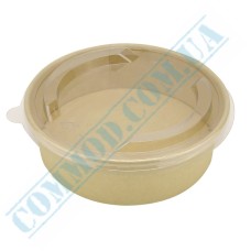 Kraft salad bowl 1000ml with lid 50 pieces