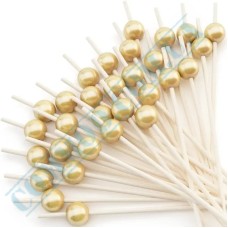 Шпажки деревянные 12см Шар золотой 100 штук Шпажки деревянные 12см Шар золотой 100 штук