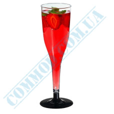 120ml glass-like champagne clear glass with black stem