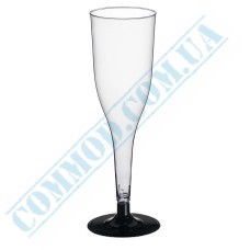 120ml champagne clear plastic glass with black stem