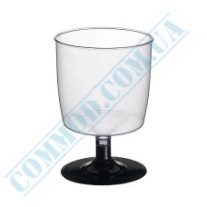 190ml wine clear plastic glass with black stem 10 pieces