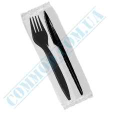 Cutlery set Bitner black fork and knife 100 pieces