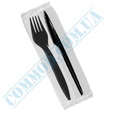 Cutlery set Bitner black fork and knife 100 pieces