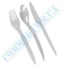 Cutlery set Bittner clear plastic fork, knife and spoon 100 pieces