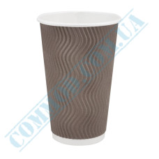 Brown rippled paper cups 500ml 20 pieces