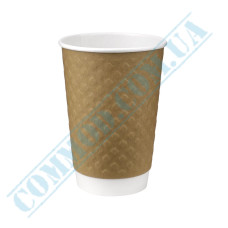 Стакан бумажный 340мл двухслойный крафт зерно 25 штук