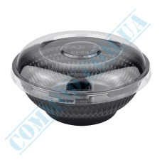 Салатник черный 670мл с крышкой 25 штук