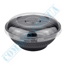 Black salad bowl 670ml with lid 25 pieces
