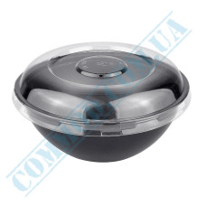 Black salad bowl 500ml with lid 25 pieces