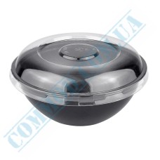 Black salad bowl 500ml with lid 25 pieces
